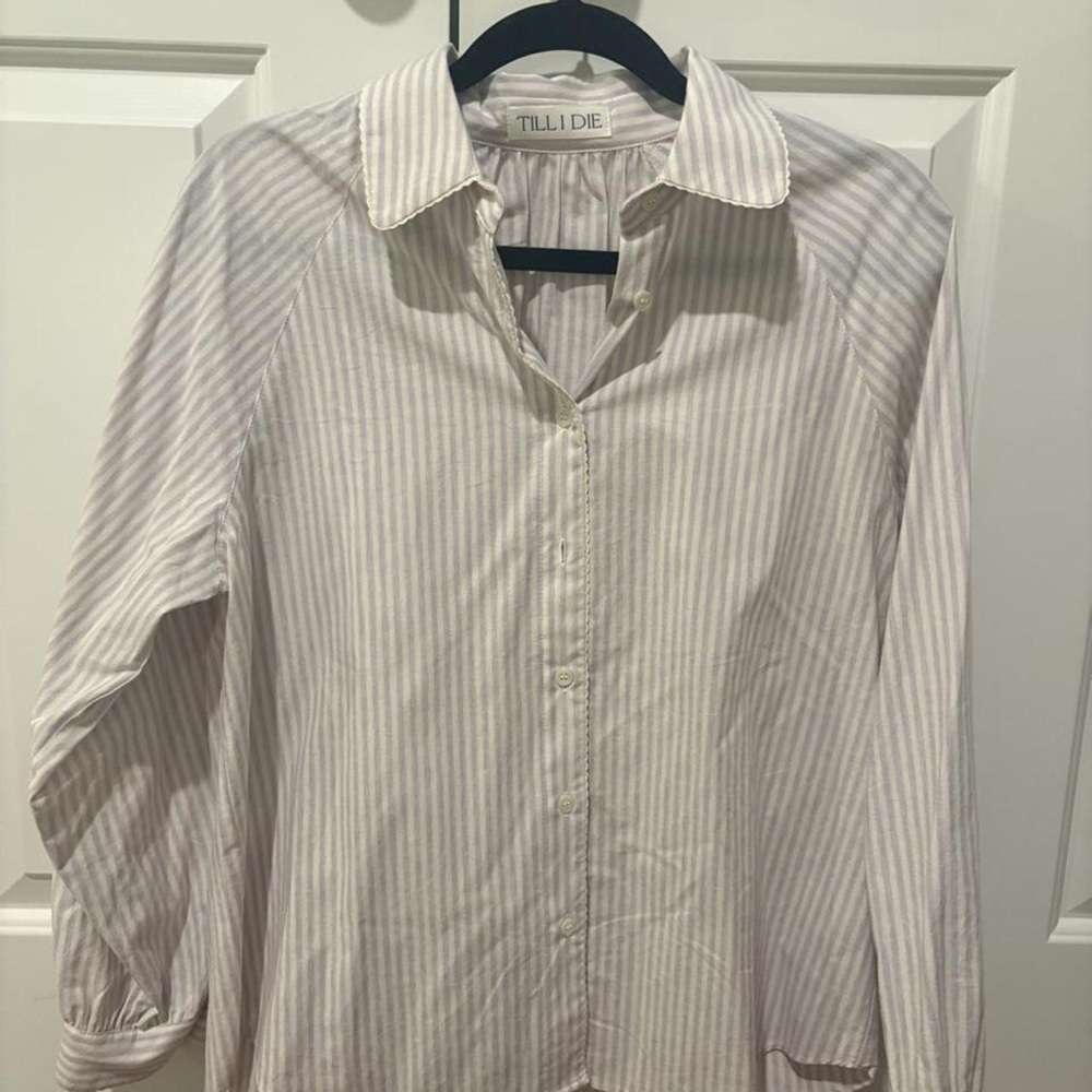 Women's Pink Striped Button-Down Shirt